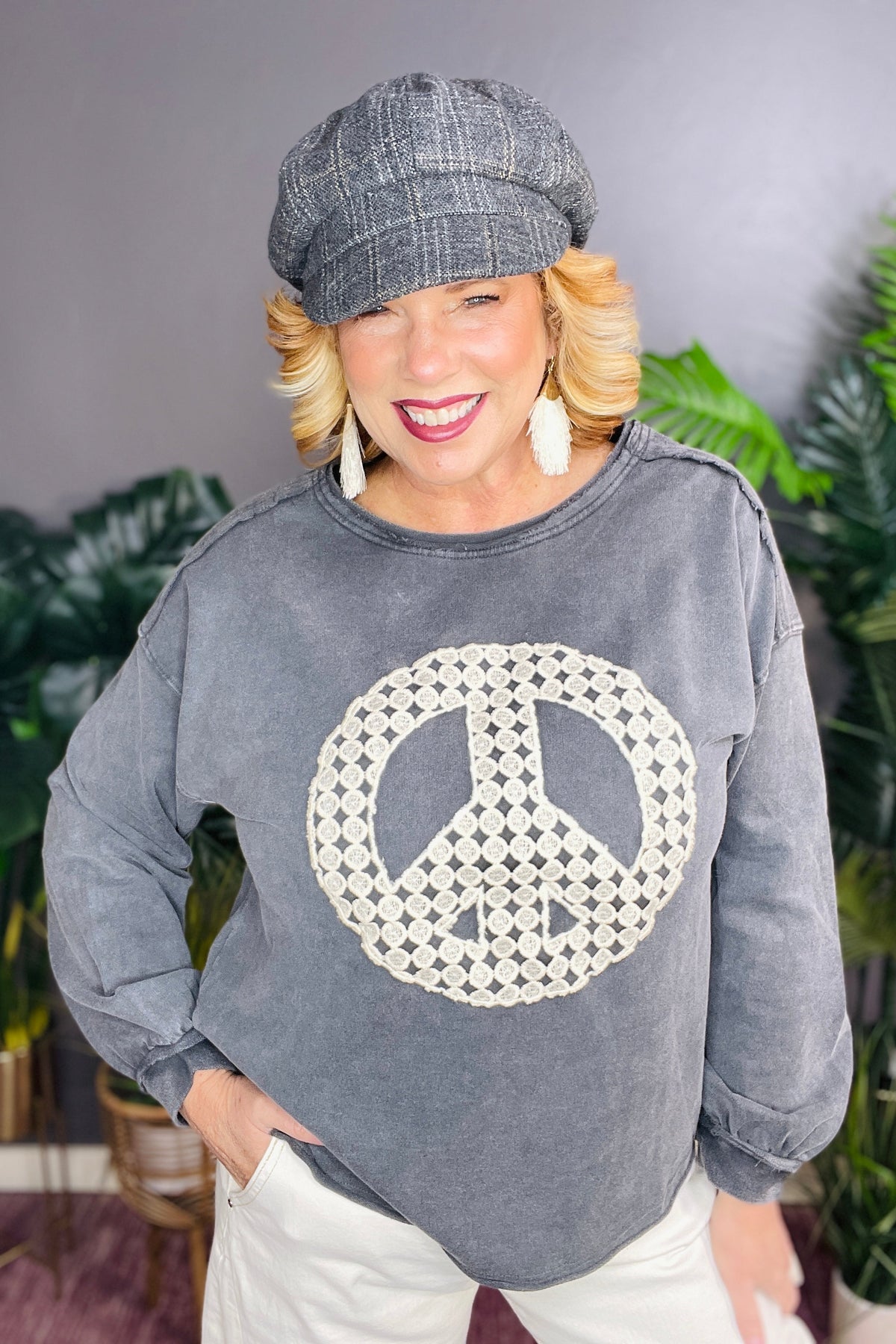 Peace All Around Charcoal Top - S240CG