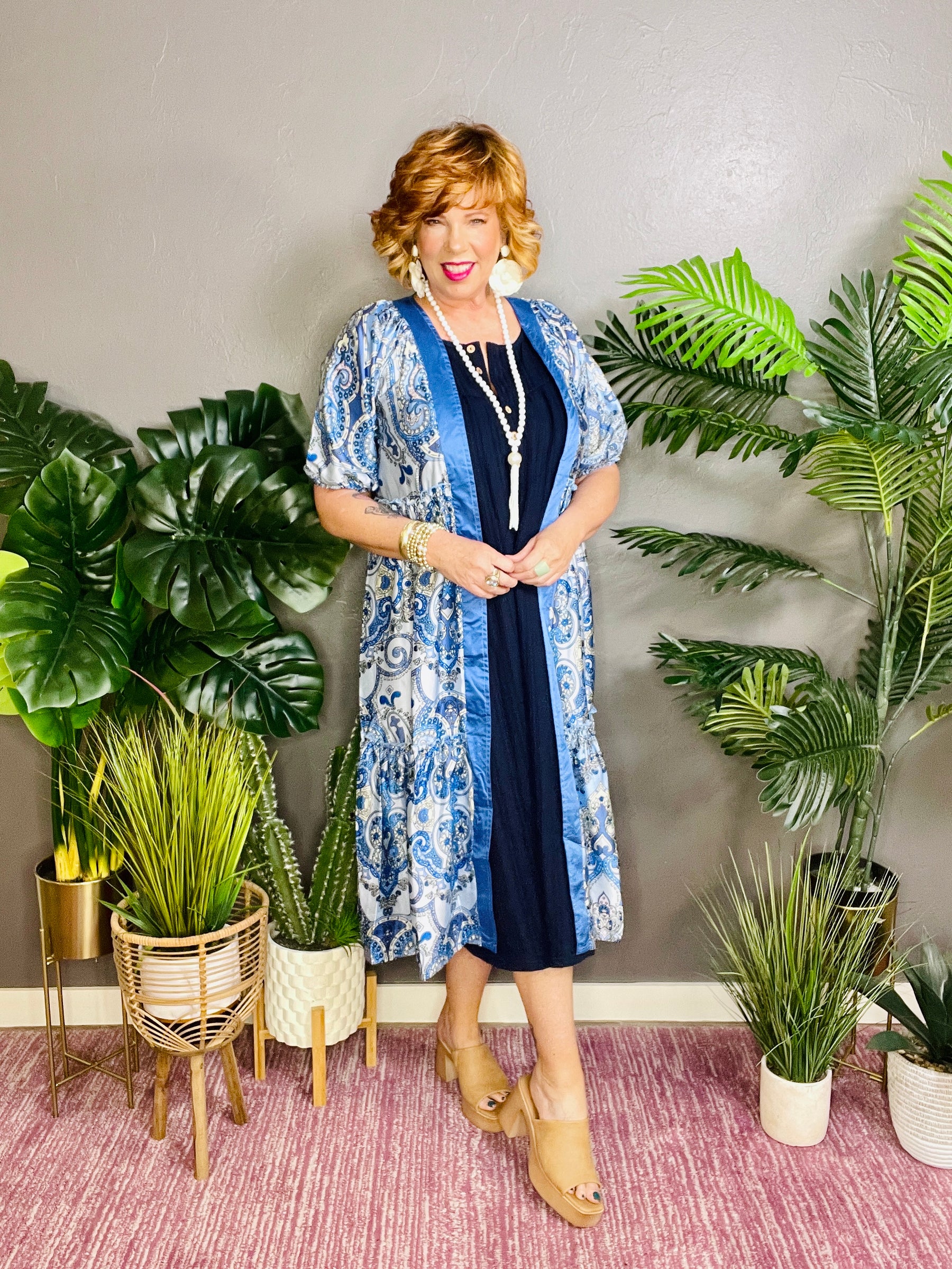 Now And Then Blue Boho Kimono - OT150BL