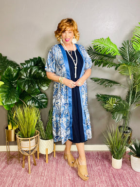 Now And Then Blue Boho Kimono - OT150BL