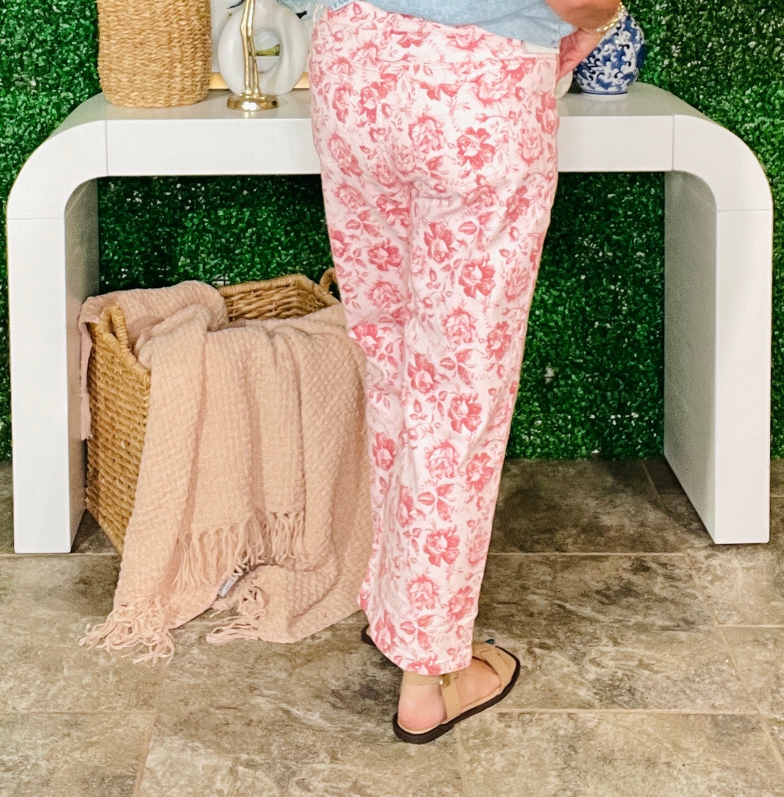 Show Off Pink Vintage Floral Jeans