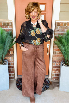 Carry On Faux Suede Pants - P013BR