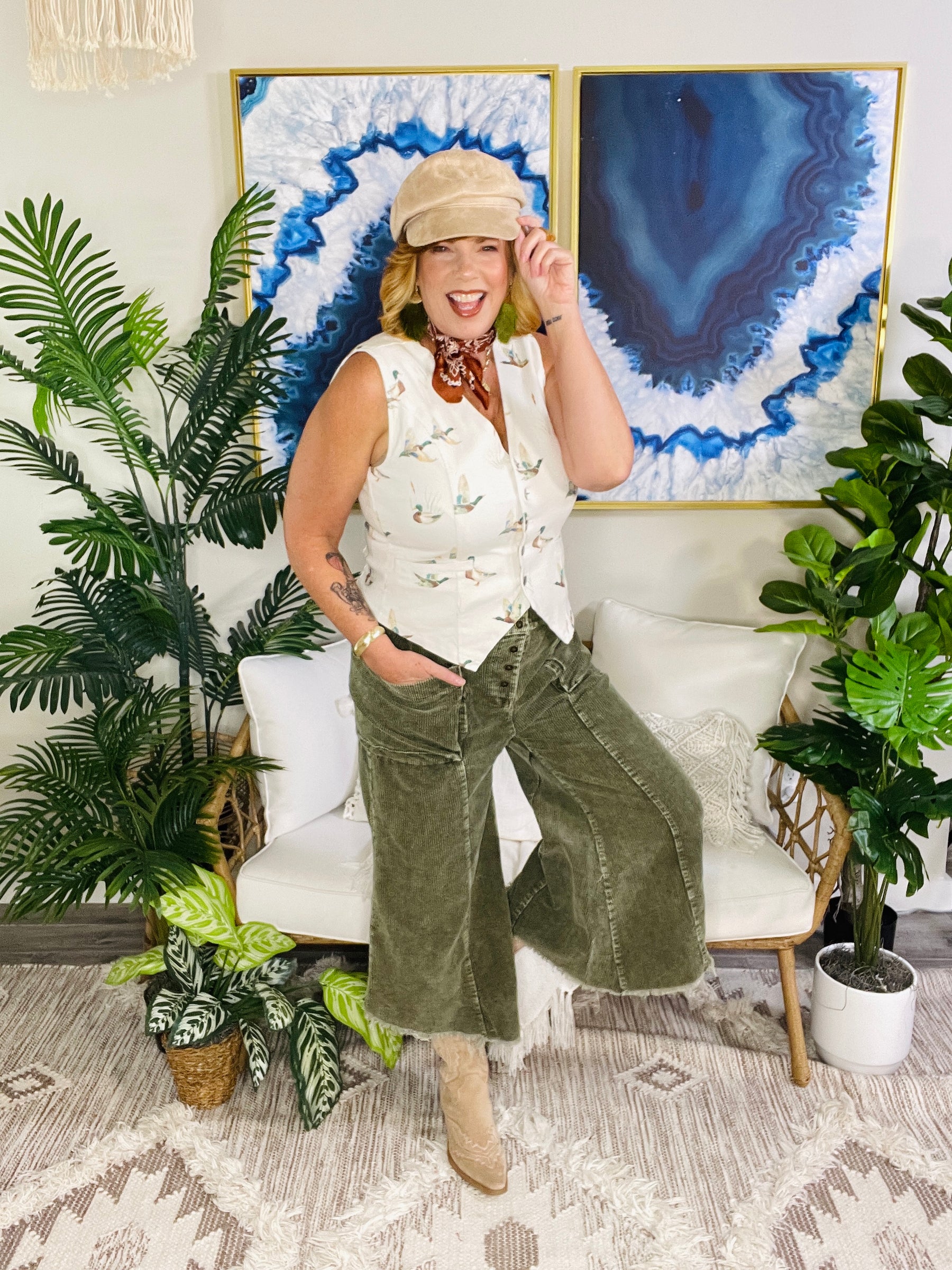 Come As You Are Olive Corduroy Pants - P168OL
