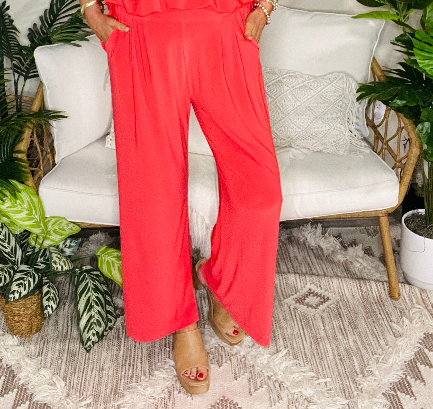 Paradise On Repeat Red Top And Pant Set - SET053RD