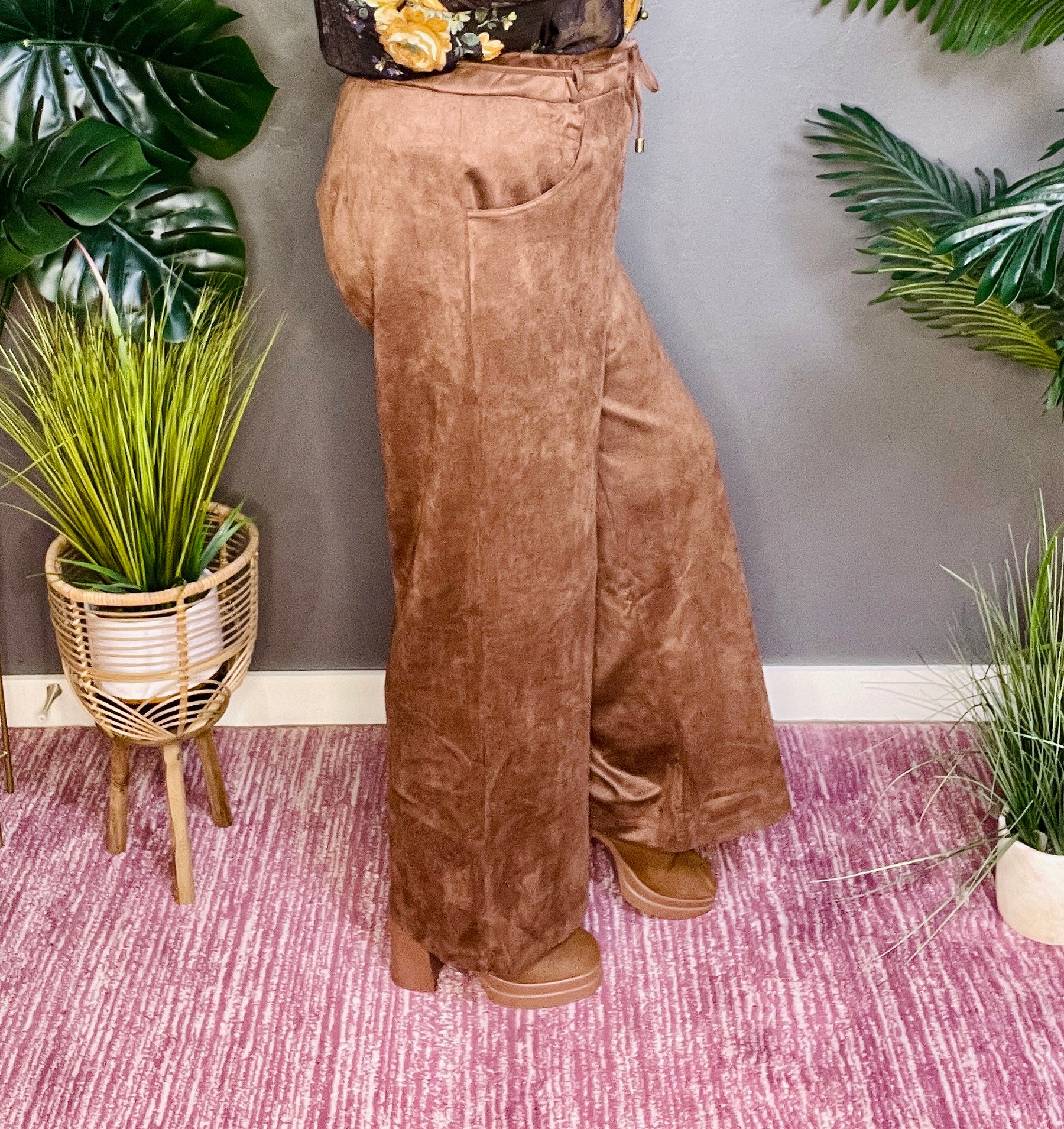 Carry On Faux Suede Pants - P013BR