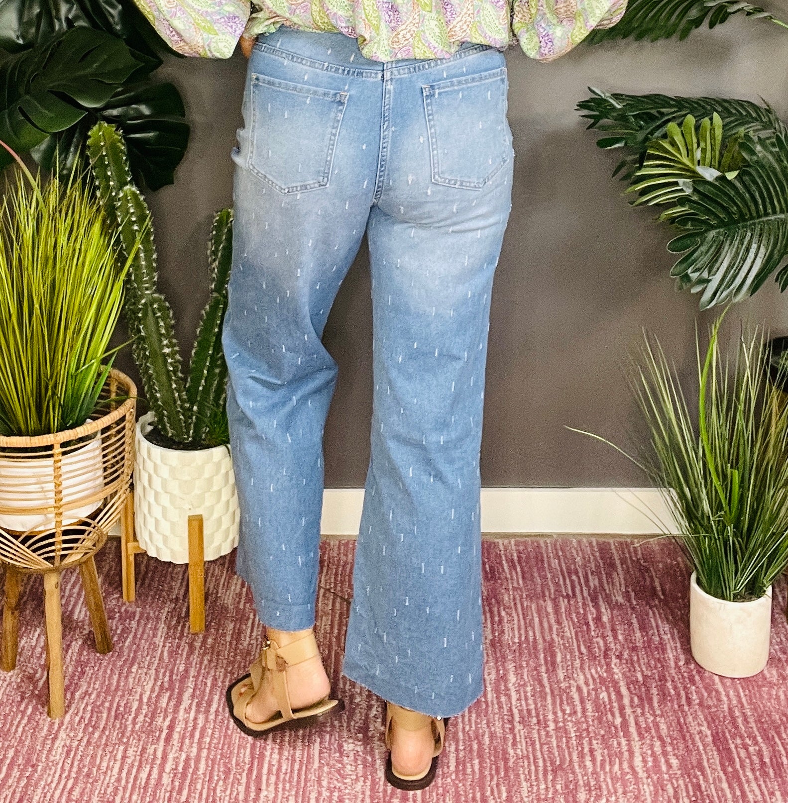Posie Distressed Tummy Control Raw Hem Jeans
