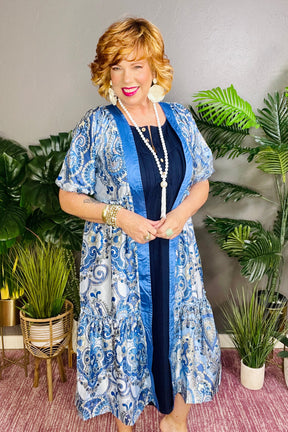 Now And Then Blue Boho Kimono - OT150BL