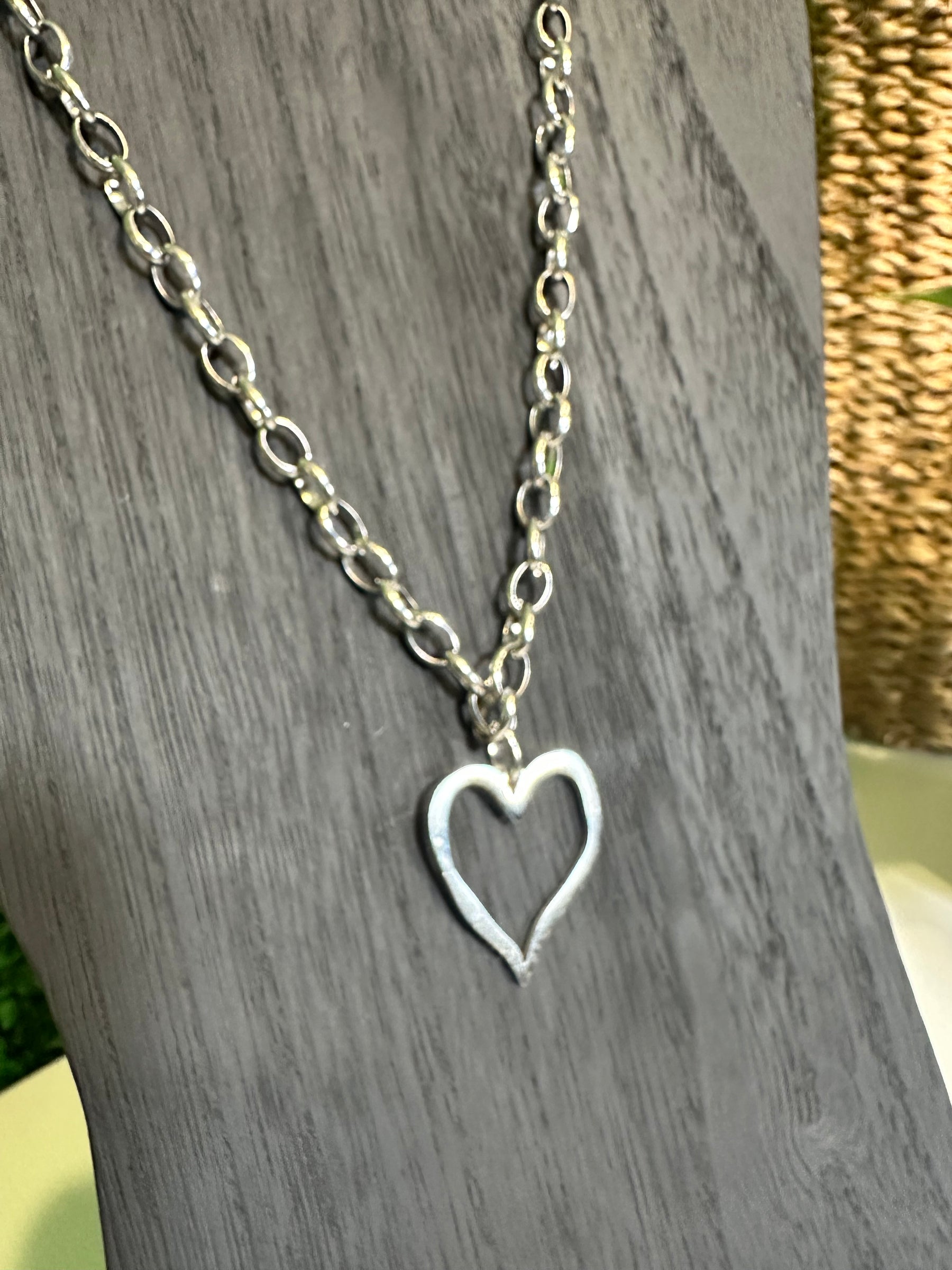 Silver Heart Statement Charm Necklace - N110SI