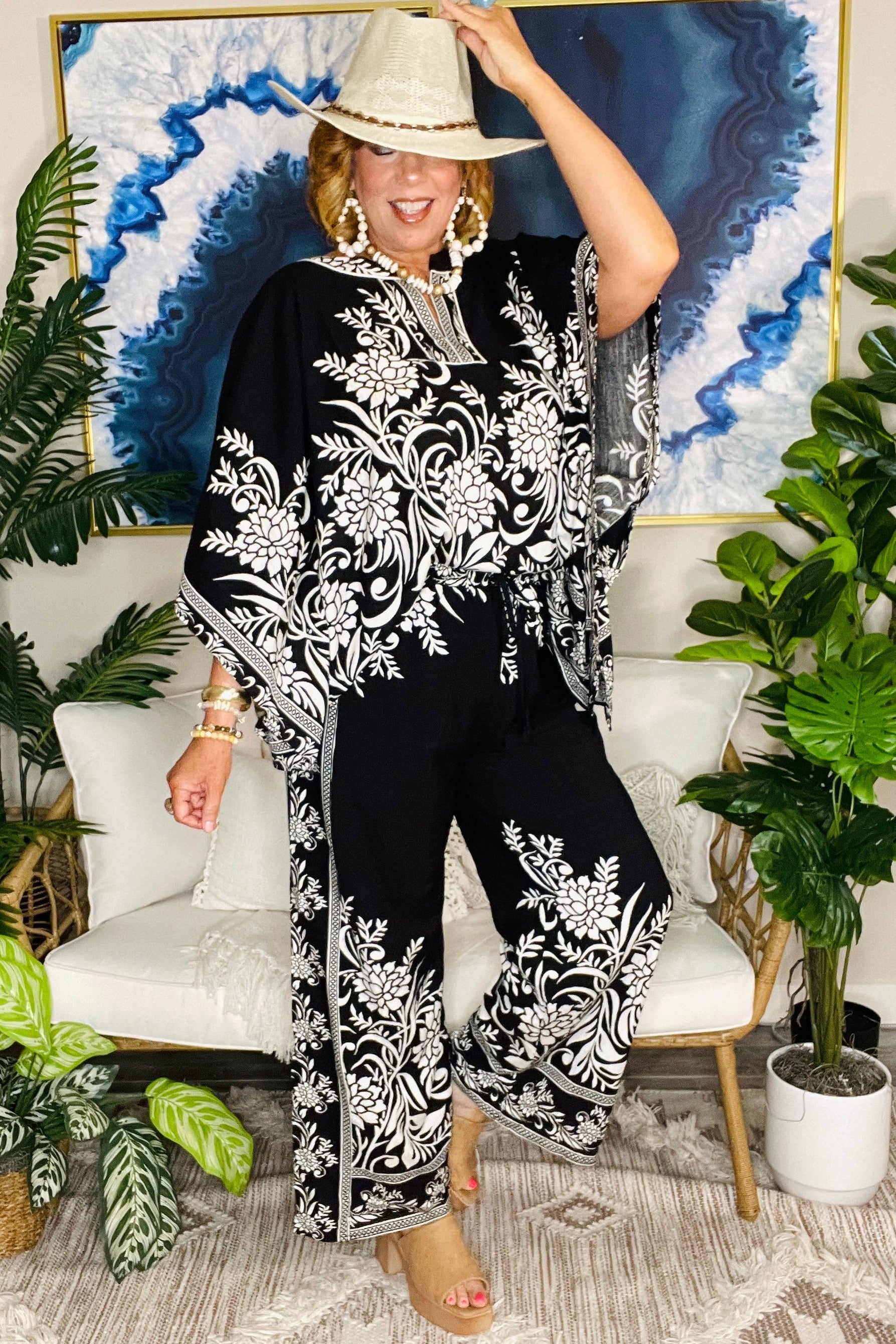 Southern Charm Black Top And Pant Set - SET059BK