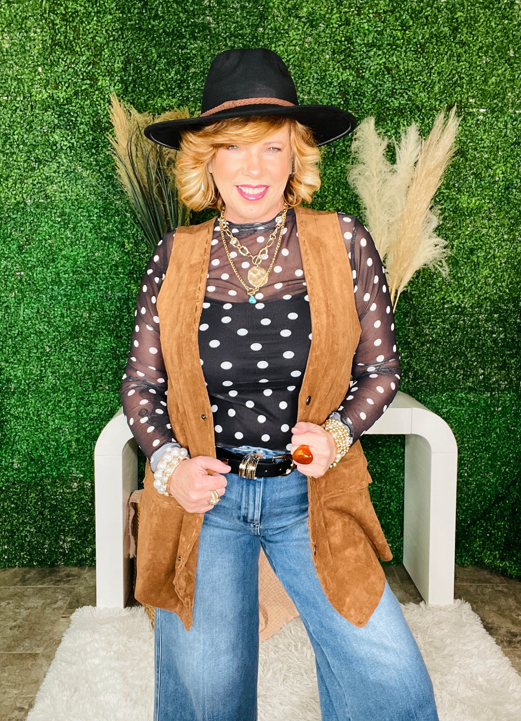 Right On The Dot Mesh Top