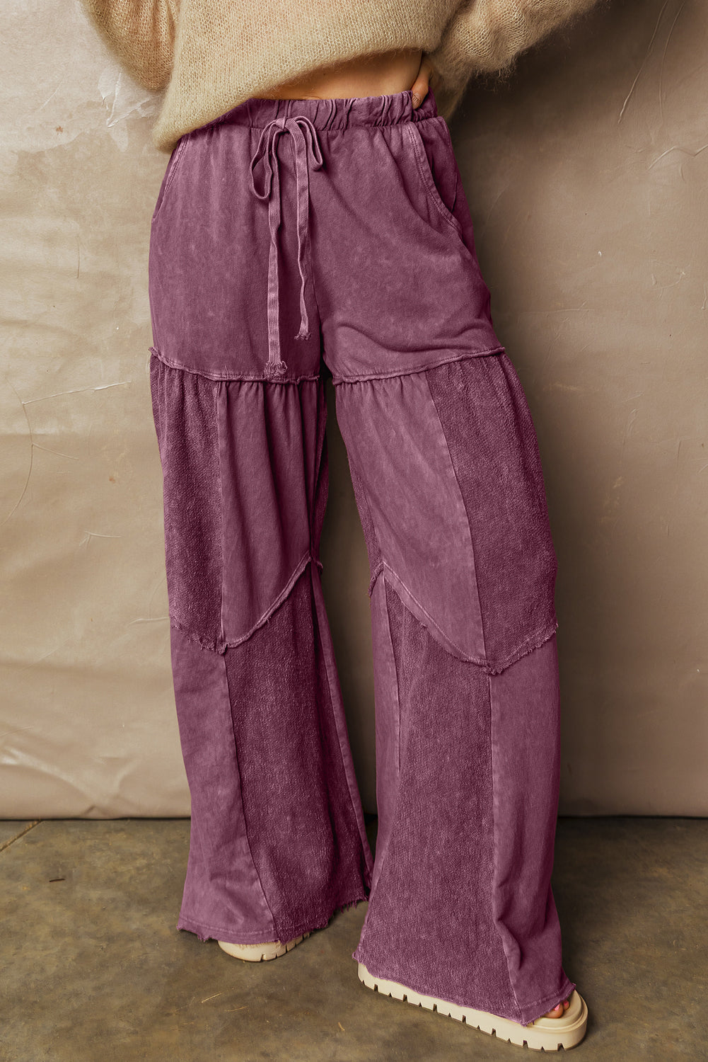 Everyday Comfort Wear Wild Ginger Mineral Wash Tiered Wide Leg Pants