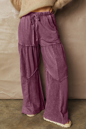 Everyday Comfort Wear Wild Ginger Mineral Wash Tiered Wide Leg Pants