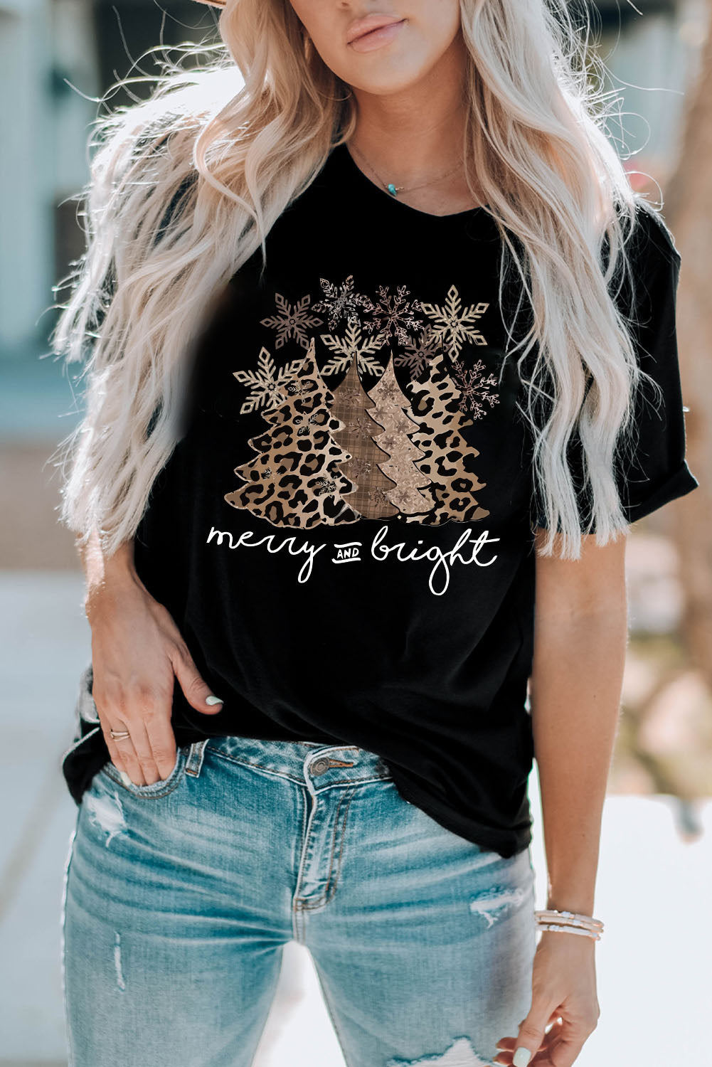 Leopard Christmas Tree Graphic Tee