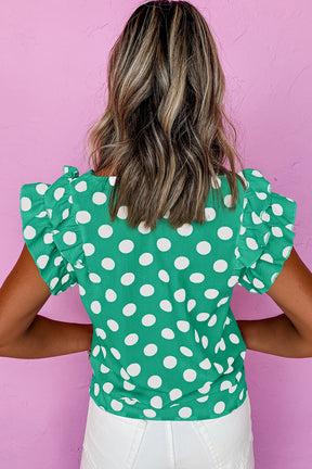 On The Dot Green Polka Dot Top