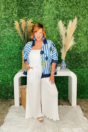 Dashing Darling Blue Floral Stripe Top