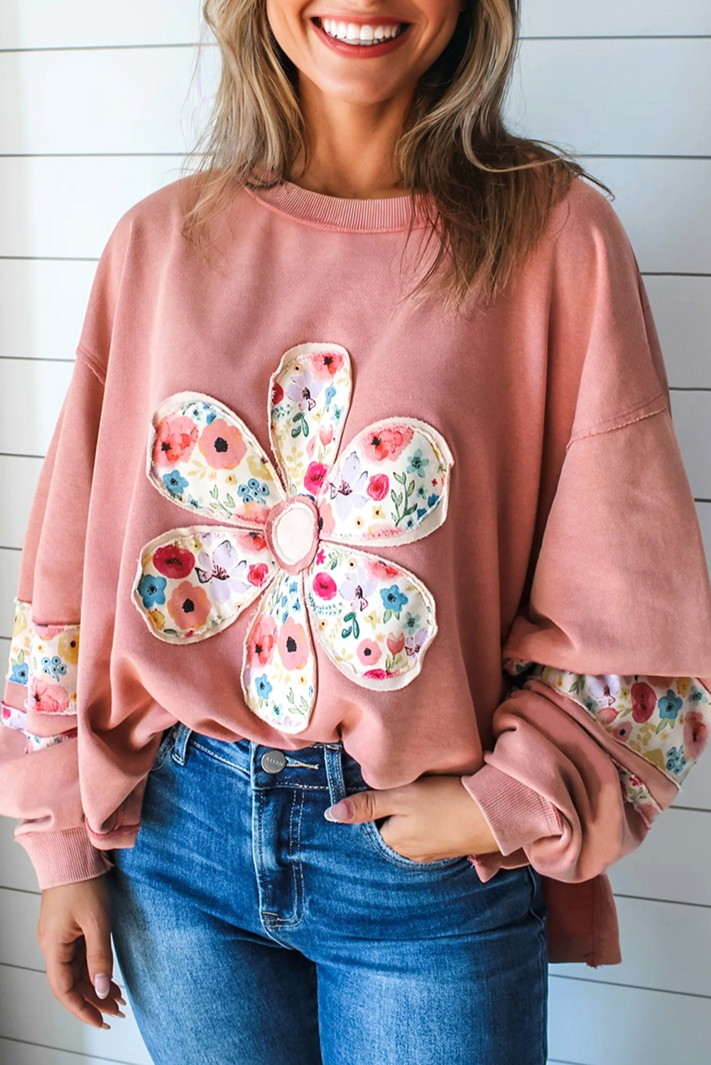 Blossoming Beauty Baggy Pullover Sweatshirt