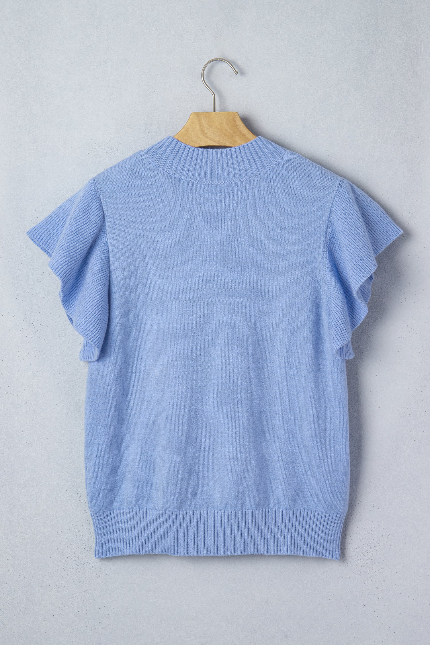 Daily Classic Blue Ruffle Sleeve Top