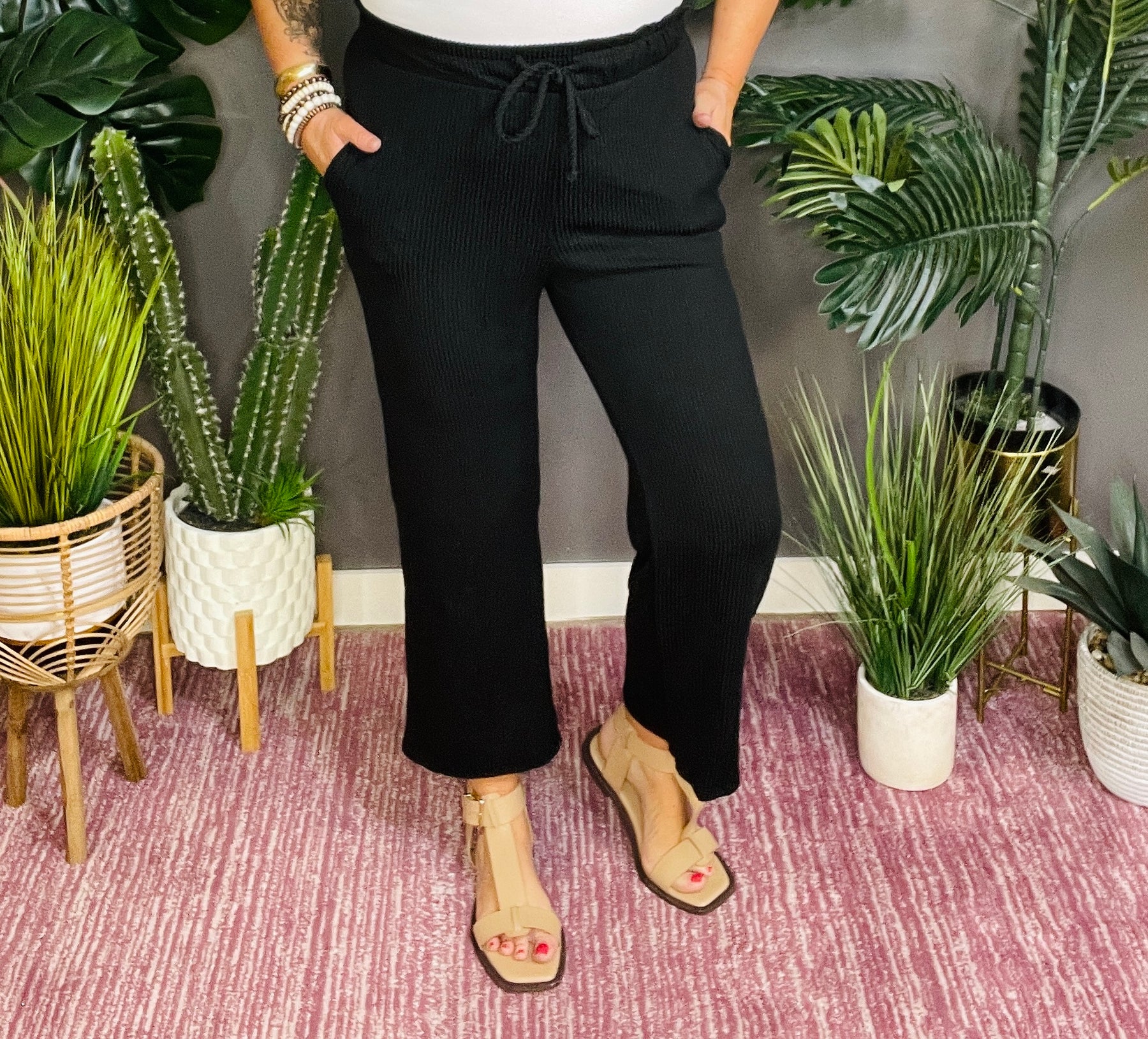 Style Stays Simple Ribbed Pant - P049BK