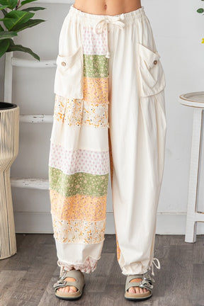 Blooms For Days Cream Floral Patchwork Pants - PNT1788CR