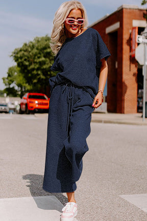 Set Things In Motion Navy Top and Drawstring Pants Set