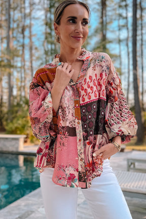 Forever Slaying Boho Patchwork Red Top - T11051RD