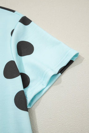 It's Spot On Sky Blue Polka Dot Top And Skort 2pc Set