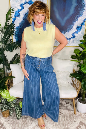 Just Add Stripes Wide Leg Jeans