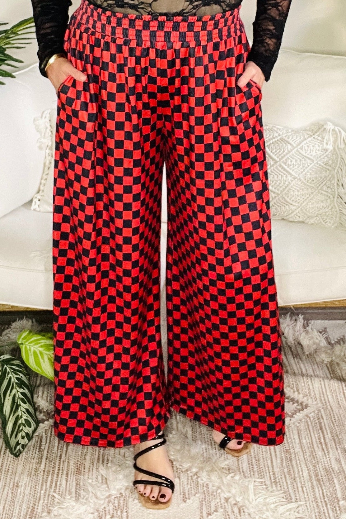 Ready Set Slay Checkered Pants - LW002RD