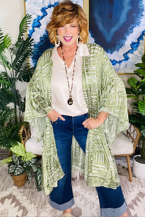 Wander This Way Green Kimono - OT201GN