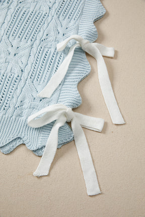 How About That Beau Blue Knit Bow Top