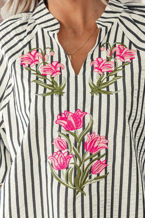 Hoping You'd Notice Floral Stripe Top