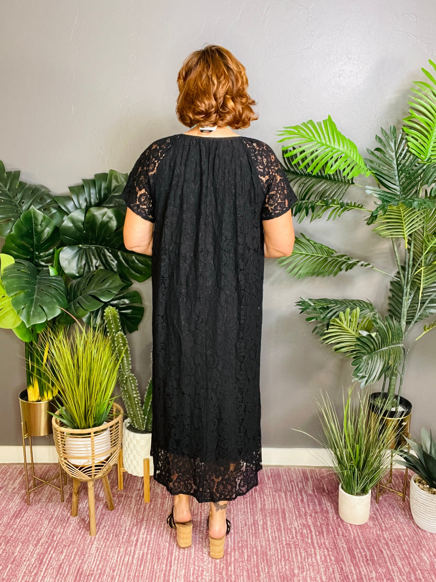 Always On My Mind Black Floral Lace Maxi Dress