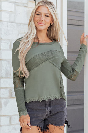 Soft Lace Beauty Waffle Ribbed Top