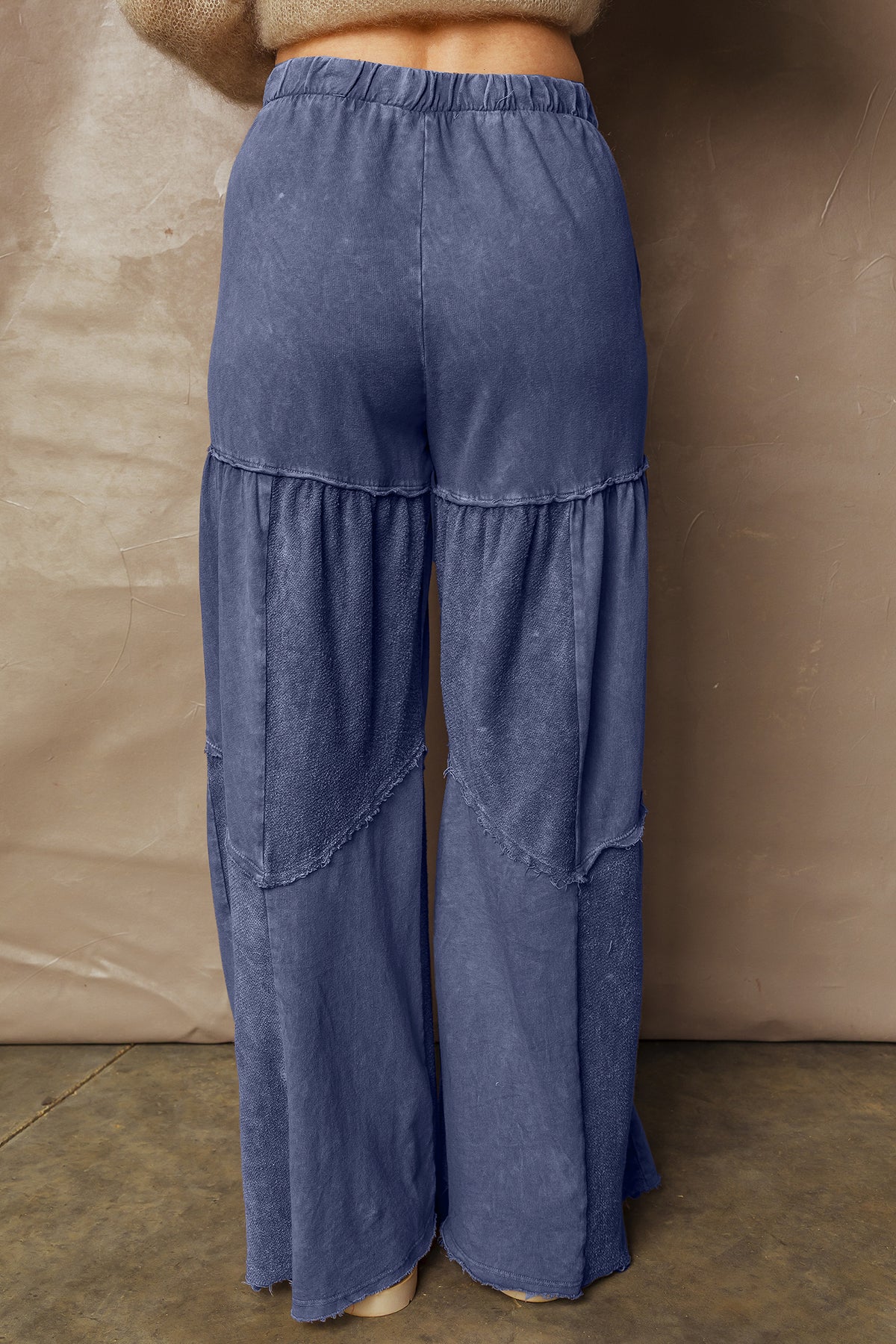 Everyday Comfort Wear Blue Mineral Wash Tiered Wide Leg Pants