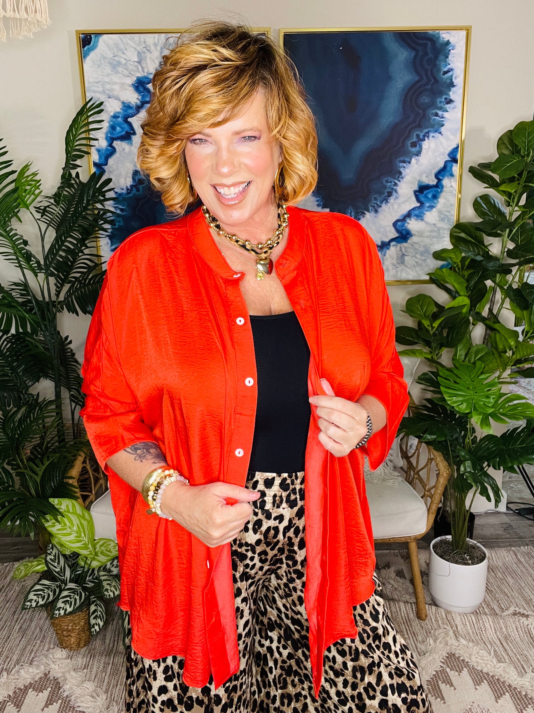 Sassy In Satin Red Top - S752RD