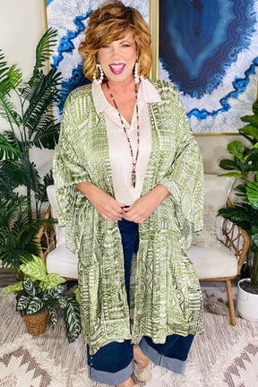 Wander This Way Green Kimono - OT201GN