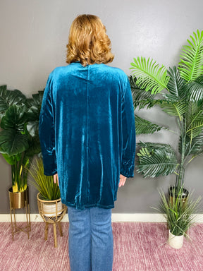 Fierce By Nature Teal Velvet Cardigan - OT083TE