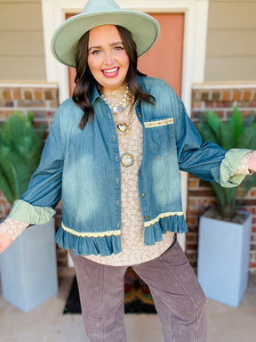 Ruffle My Denim Top - T034DN