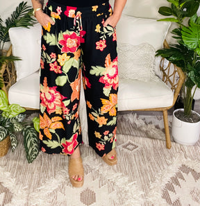 Boho Botanical Wide Leg Pant - P163BK