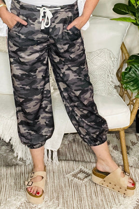 Hide And Seek Green Camouflage Striped Side Panel Pants