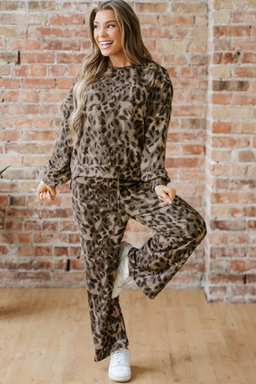 Lounge About Town Brown Leopard Set