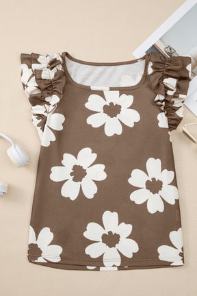 Let it Blossom Floral Ruffled Sleeve Top