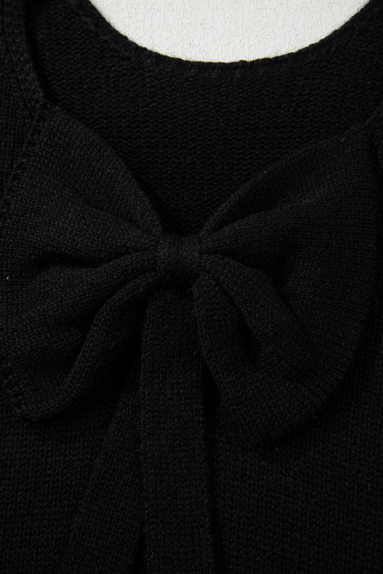Bow Bella - Black Bow Backless Bubble Sleeve Sweater