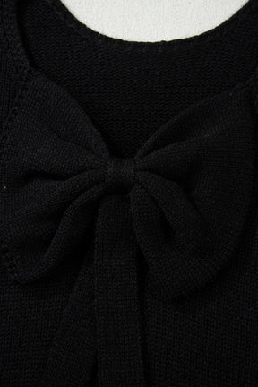 Bow Bella - Black Bow Backless Bubble Sleeve Sweater