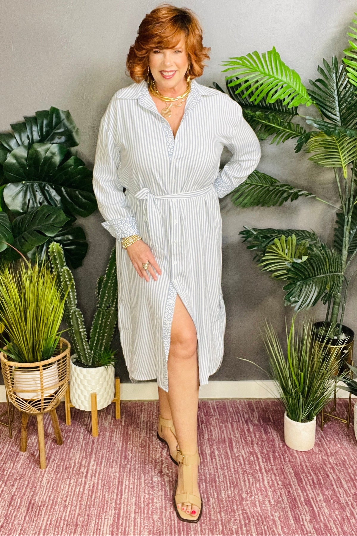 Coastal Cutie Blue Shirt Dress - DR076BL