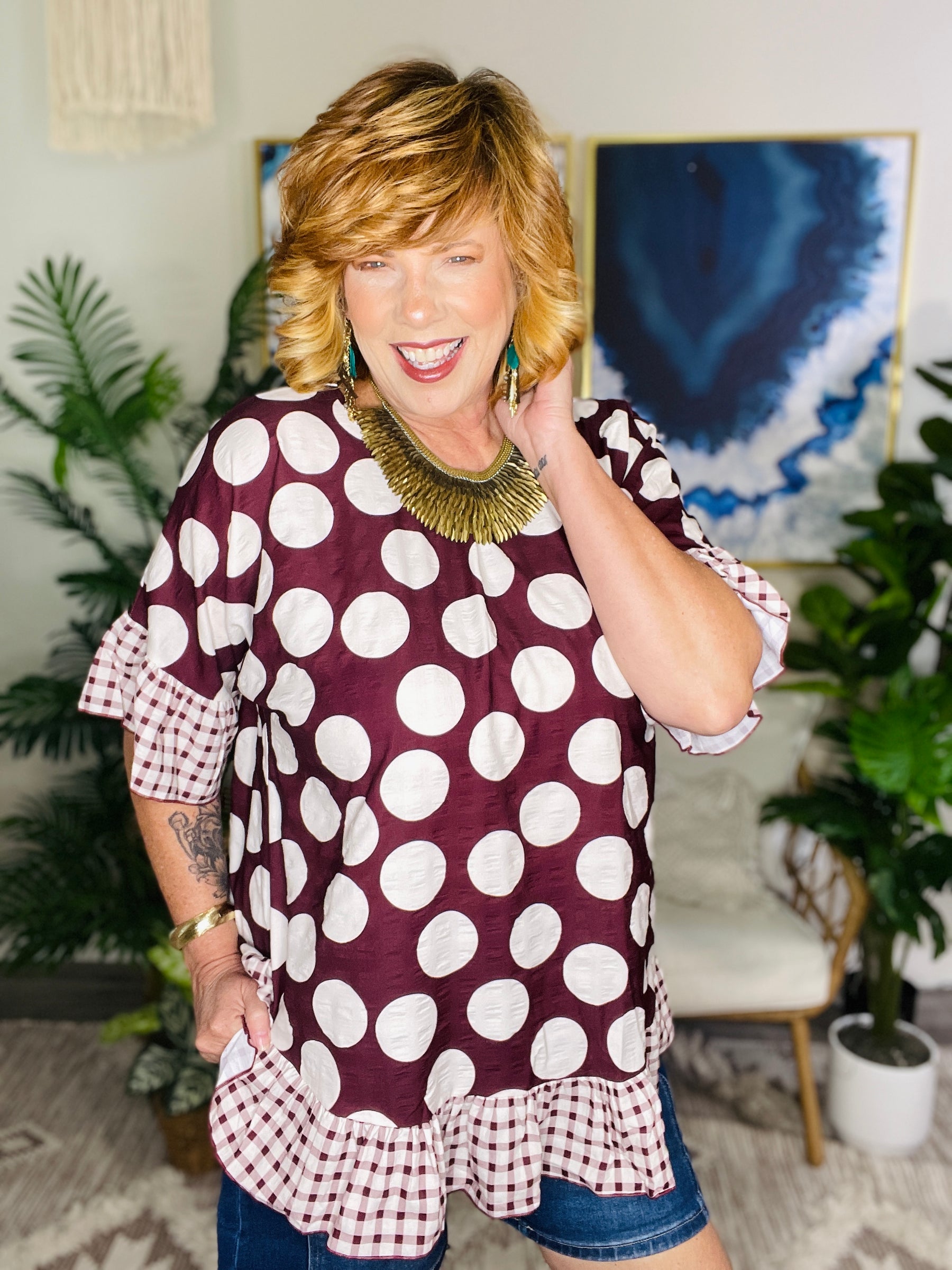 Falling For Dots Top - S892BR