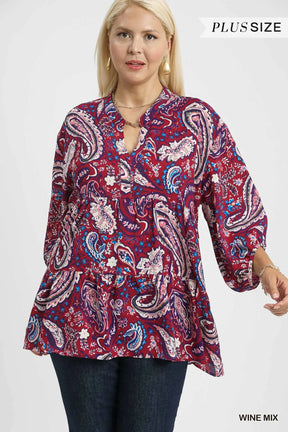 Paisley Perfection Hi Lo Wine Mix Top - S015WN