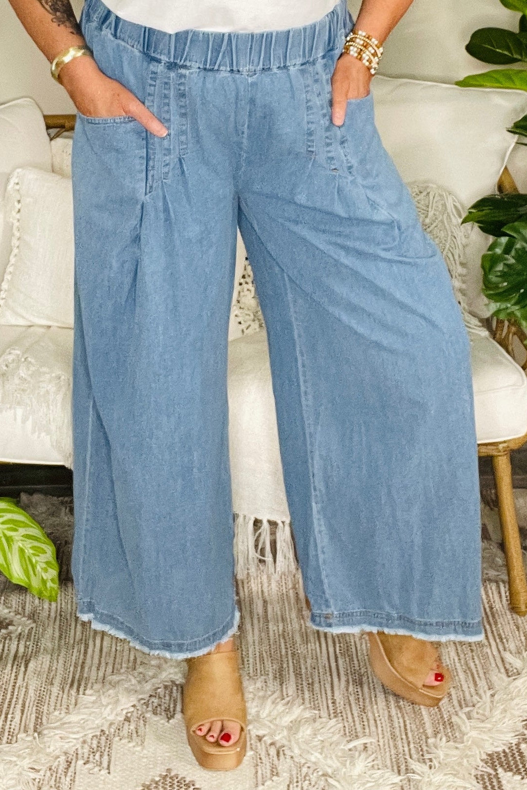 Everyday Essential Stone Washed Wide Leg Pants