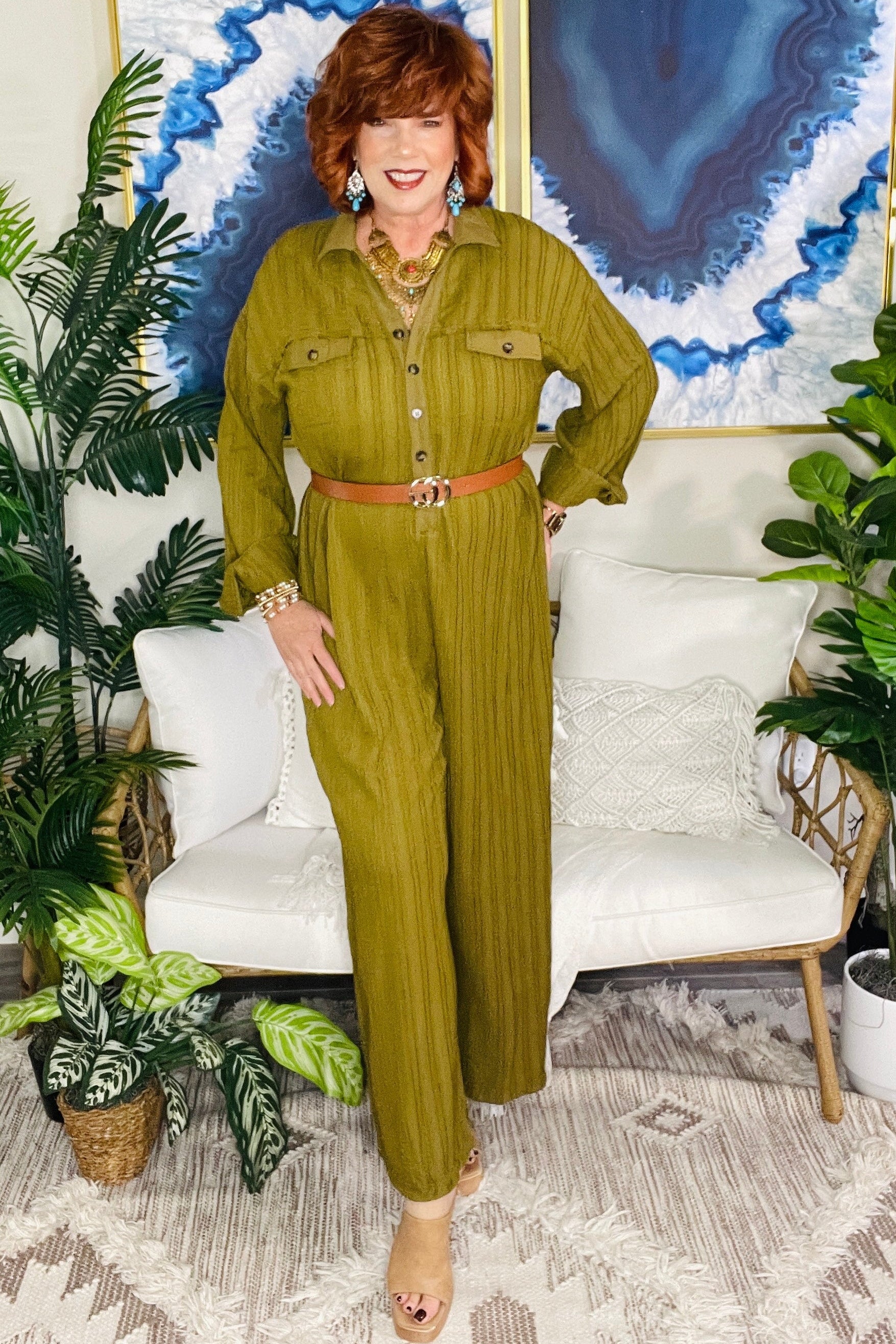 All That Sass Olive Jumpsuit - R030OL