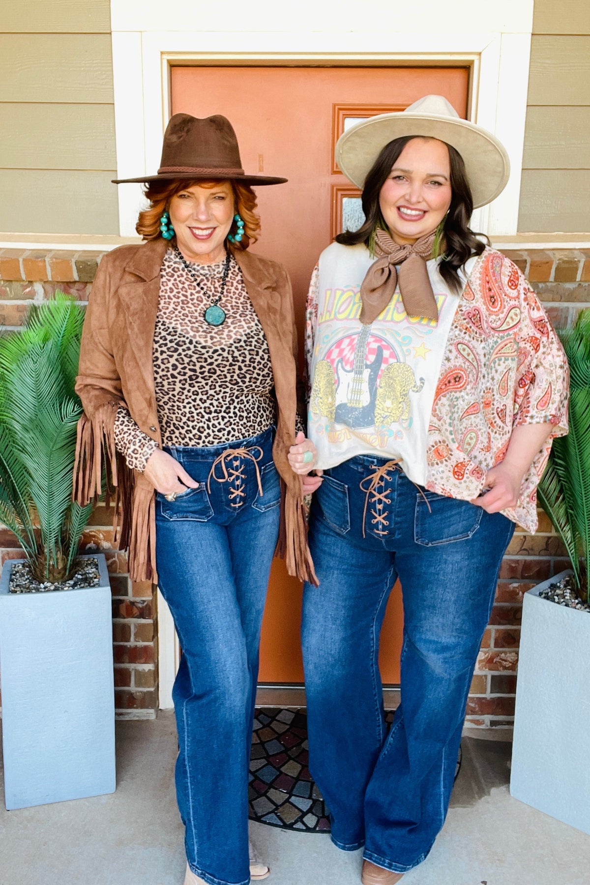 Delilah High Rise Wide Leg Jeans with Front Tie Detail