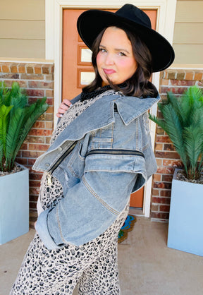 Get Your Motor Running Black Denim Jacket - OT135BK